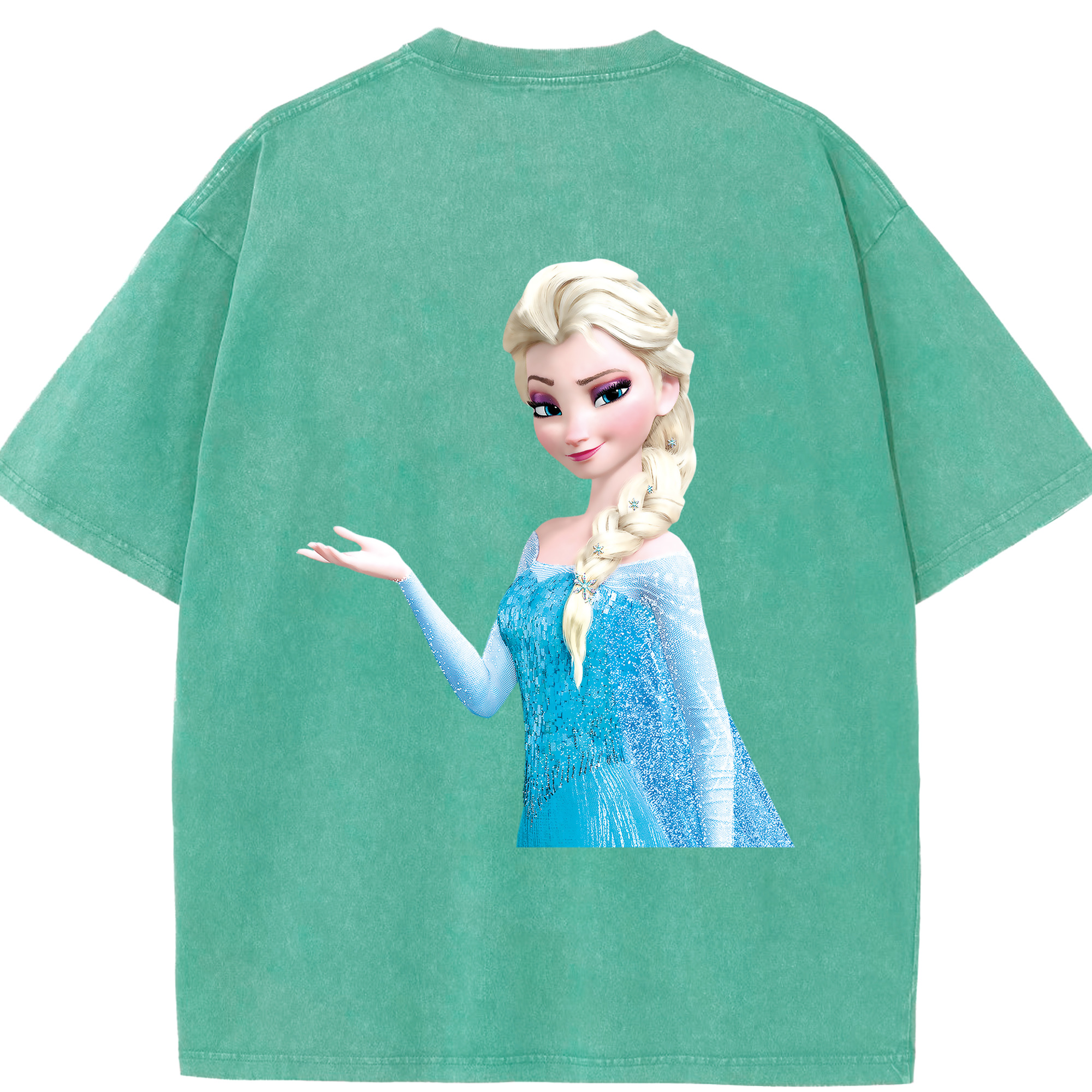 （画像用） アナと雪の女王 アンナ エルサ Frozen Anna Elsa 綿100% ヴィンテージ風 半袖Tシャツ（背面プリント）